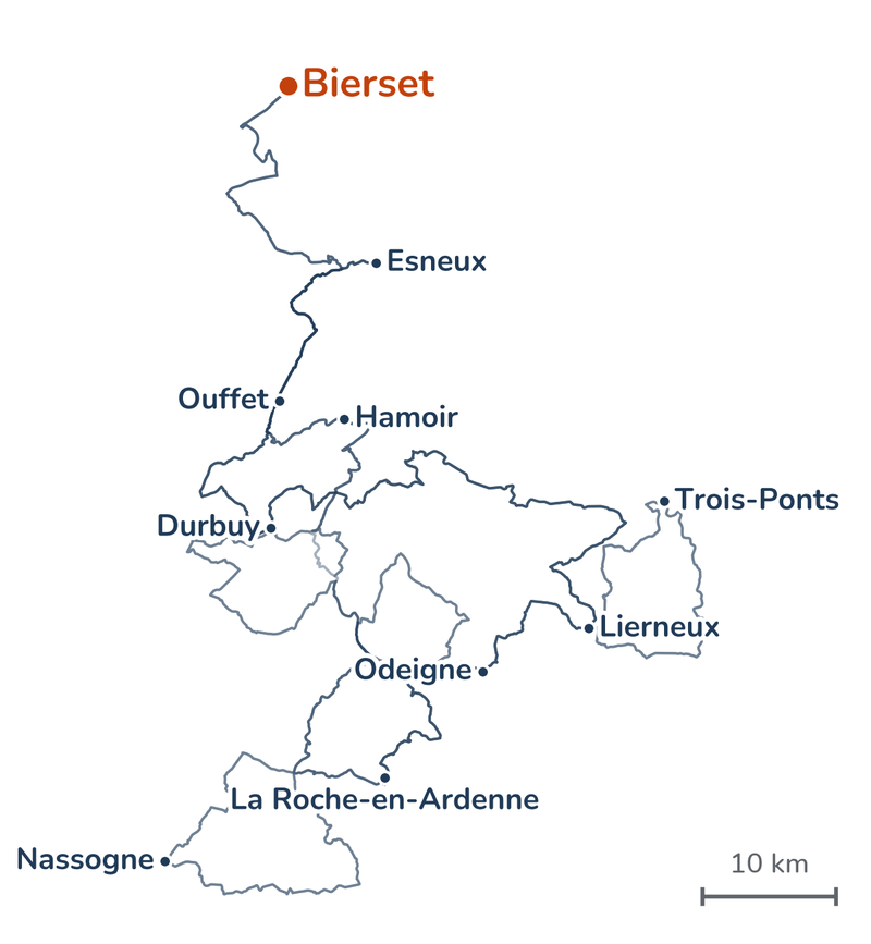 Overzicht van de routes: van Bierset via Ouffet en Hamoir naar Durbuy, in de langere versies langs Nassogne, naar La Roche-en-Ardenne, dan via Odeigne en Lierneux, in de langste versies langs Trois-Ponts, terug naar Esneux.