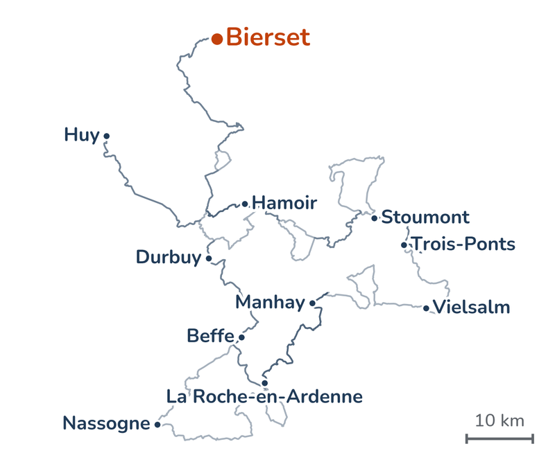 Overzicht van de routes: van Bierset via Hamoir en Stoumont naar Trois-Ponts, dan via Vielsalm naar Manhay, via La Roche-en-Ardenne en in de langste versie langs Nassogne naar Beffe, en via Durbuy naar Huy.
